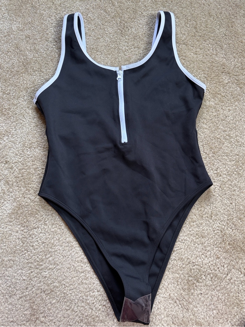 PrettyLittleThing Black One-Piece High Leg Swimsuit with Front Zip